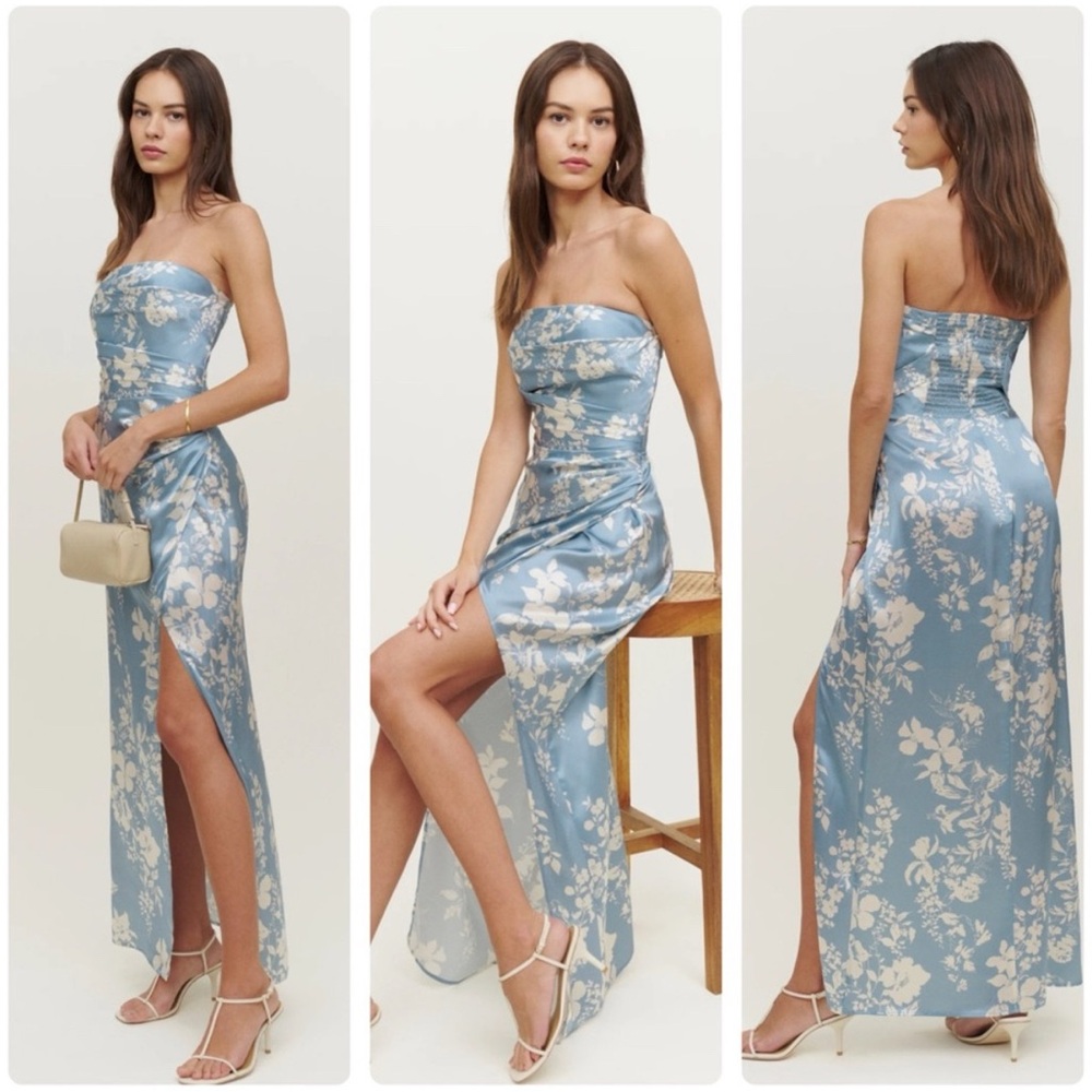 Reformation Barrow Silk Dress - Blue - Size 4